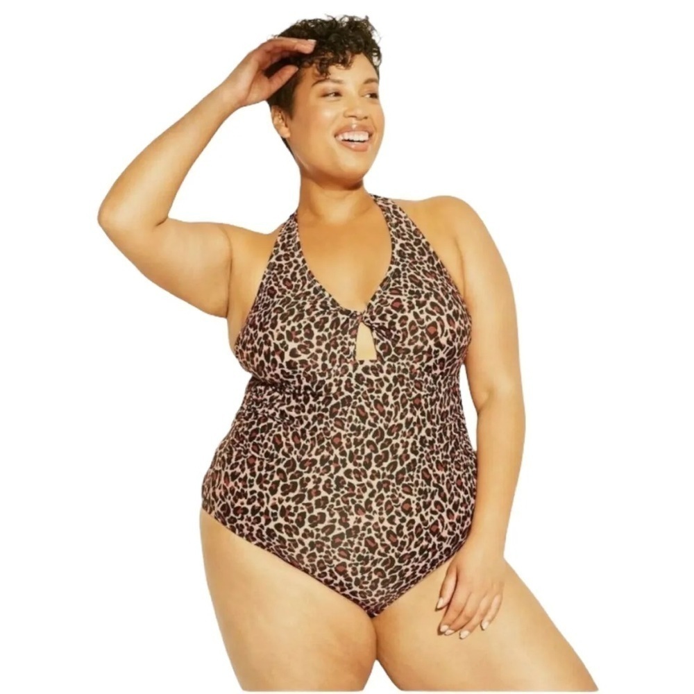 NWT Kona Sol | Swim Size 24W Brown Animal Print One Piece Swimsuit